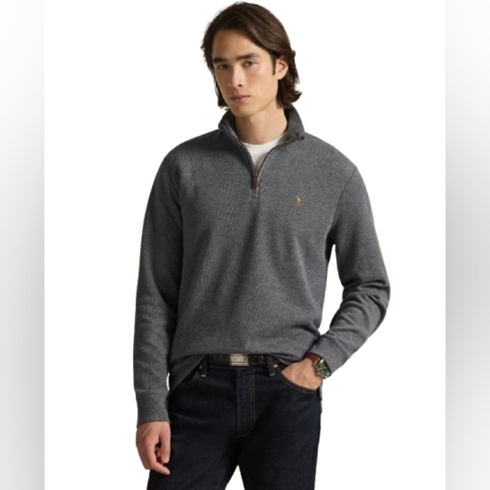 Polo Ralph Lauren Estate Rib Charcoal 1/4 Zip Size XL Multicolored Pony Soft